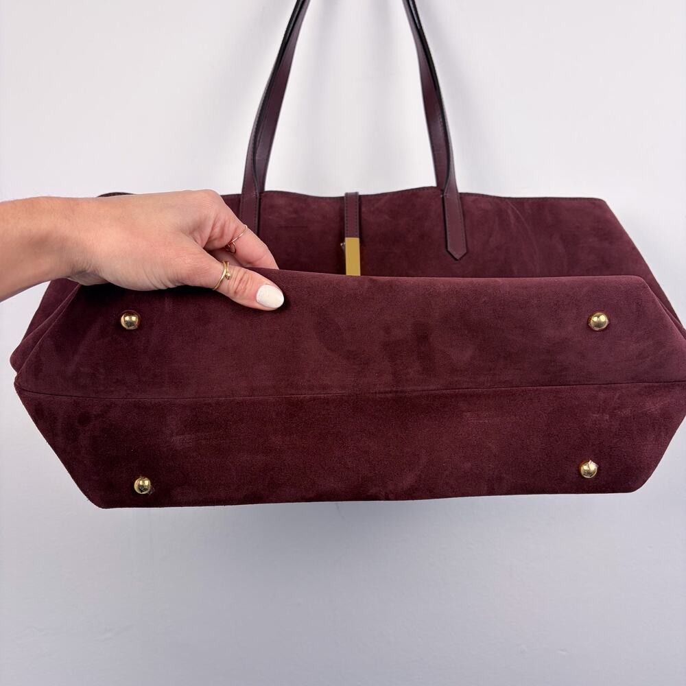 DeMellier London Tokyo Leather-Trimmed Suede Tote Burgundy - Picture 4 of 6